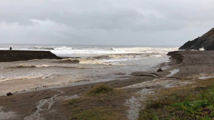 storm flood on beach