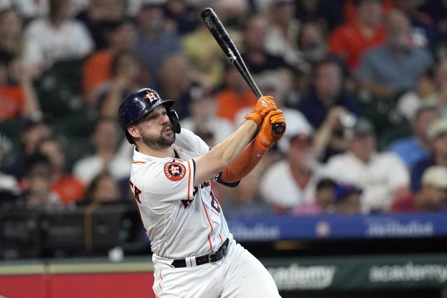 Houston Astros' Yainer Diaz runs up the first base line against the New  York Mets during the fourth inning of a baseball game Wednesday, June 21,  2023, in Houston. (AP Photo/David J.