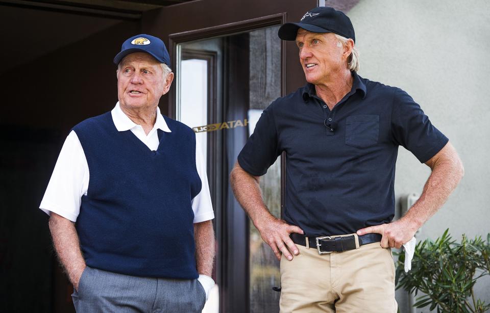 Jack Nicklaus (left) and Greg Norman in 2017.