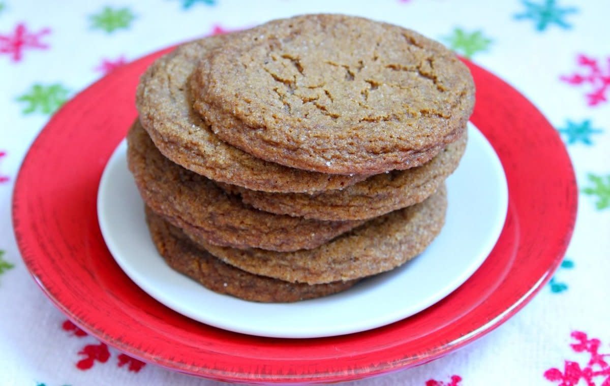 <p>Lori Lange</p><p>Betty Crocker's gingerbread cookie recipe is packed with spices, and it’s definitely tender and chewy. </p><p><strong>Get the recipe: <a href="https://parade.com/240335/lorilange/best-ever-chewy-gingerbread-cookies-recipe/" rel="nofollow noopener" target="_blank" data-ylk="slk:Betty Crocker's Chewy Gingerbread Cookies;elm:context_link;itc:0;sec:content-canvas" class="link rapid-noclick-resp">Betty Crocker's Chewy Gingerbread Cookies</a></strong></p>