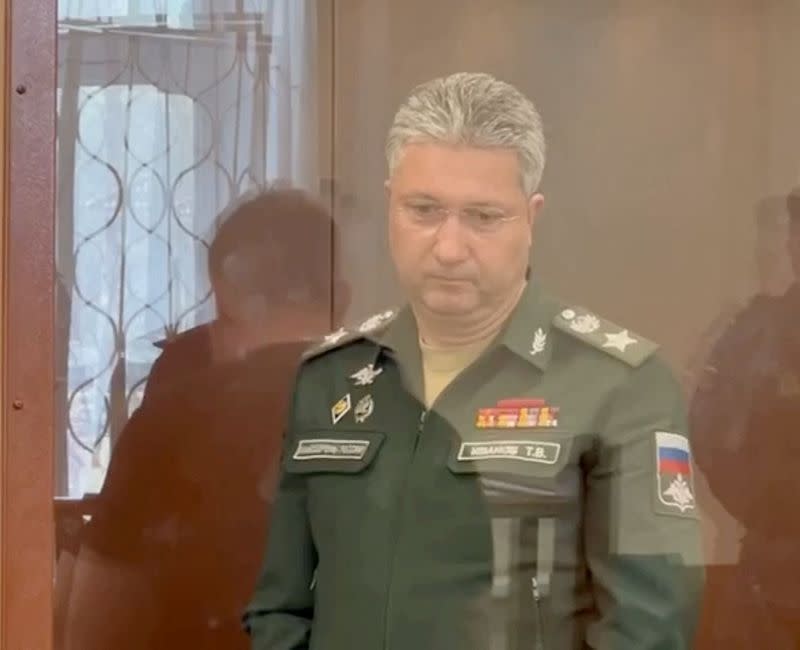 FILE PHOTO: Detained Russian Deputy Defence Minister Timur Ivanov attends a court hearing in Moscow