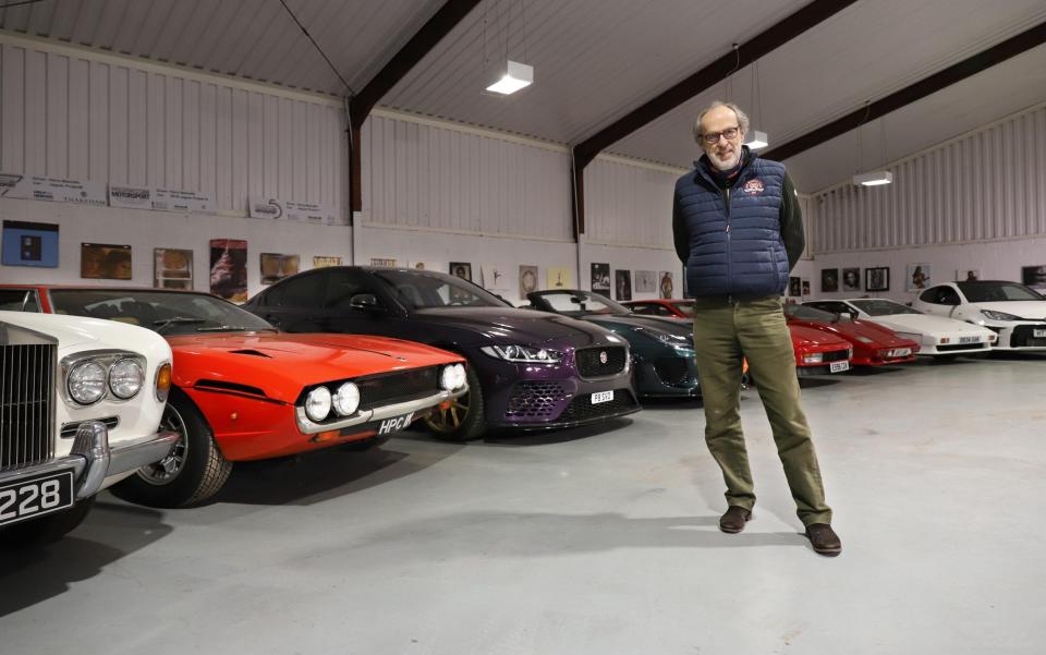Harry Metcalfe with his collection of cars and motorbikes - John Lawrence