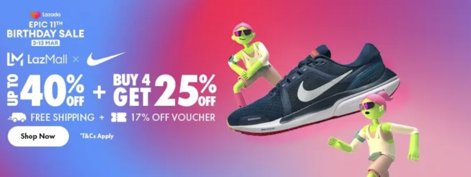 Get up to 40% off Nike Sale on Lazada. PHOTO: Lazada