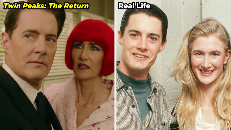 Laura Dern and Kyle MacLachlan in Twin Peaks: The Return and hanging out as a real-life couple