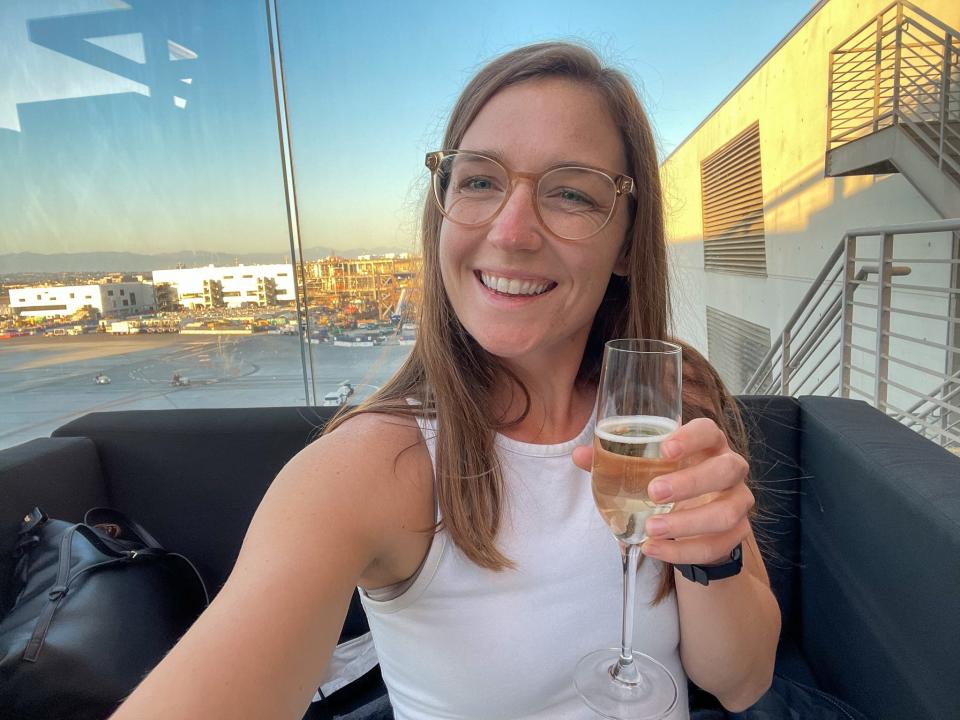 The author at the Star Alliance Lounge at the Los Angeles International Airport.