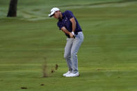 Russell Henley hits from the 10th fairway during the second round of the Sony Open golf tournament, Friday, Jan. 14, 2022, at Waialae Country Club in Honolulu. (AP Photo/Matt York)