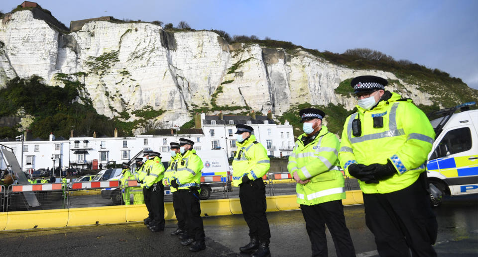 Police called after furious truck drivers feared they would be stranded at European borders over Christmas. 