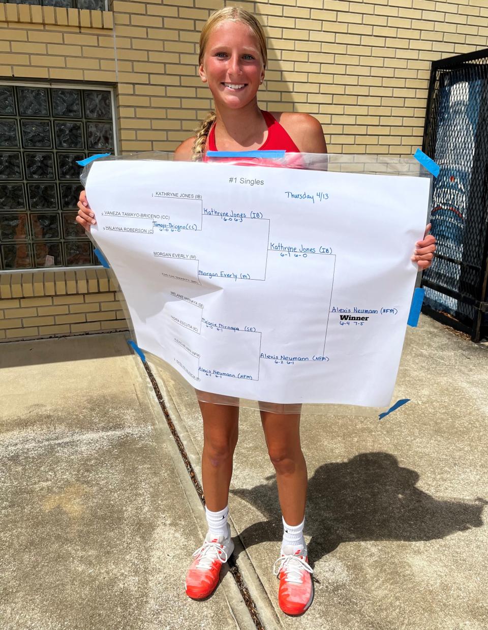 North Fort Myers’ Alexis Neumann is the District 3A-11 No. 1 singles champion.