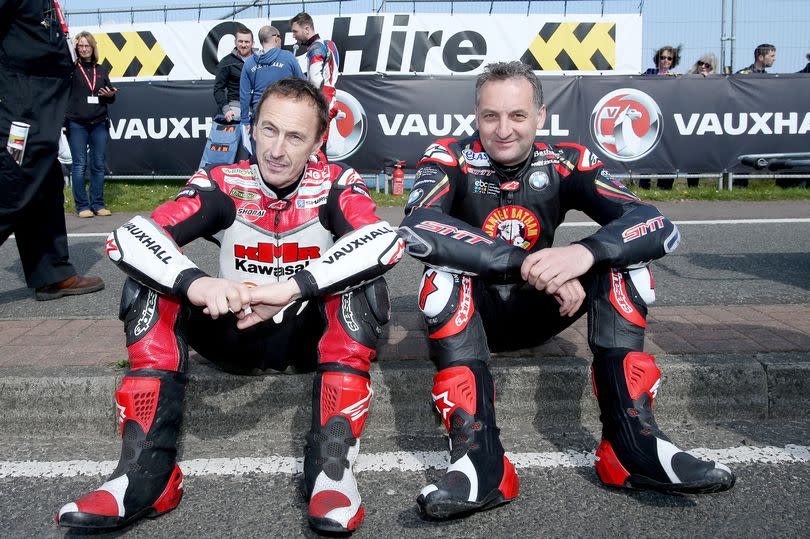 Photo showing Jeremy McWilliams with another motorcycling veteran Michael Rutter