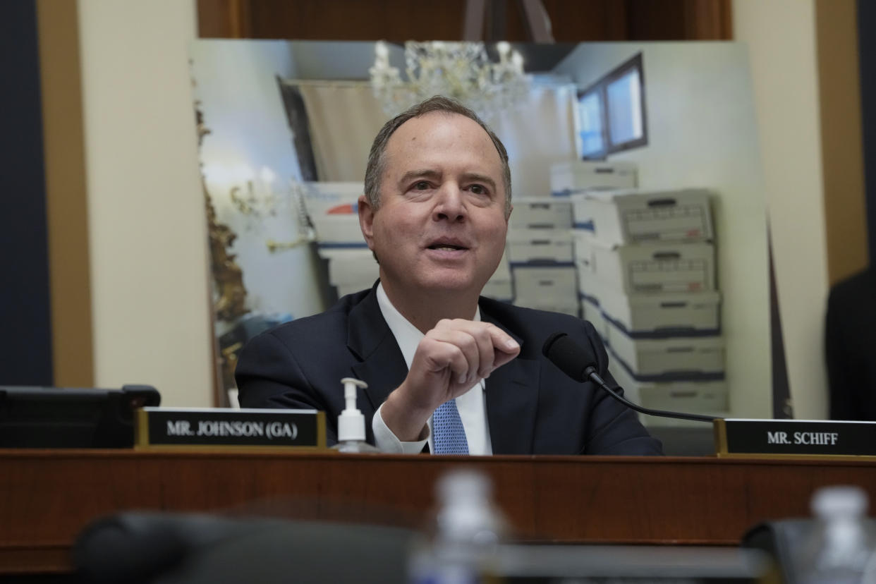 Adam Schiff speaks during the hearing on Capitol Hill. (Jacquelyn Martin/AP)