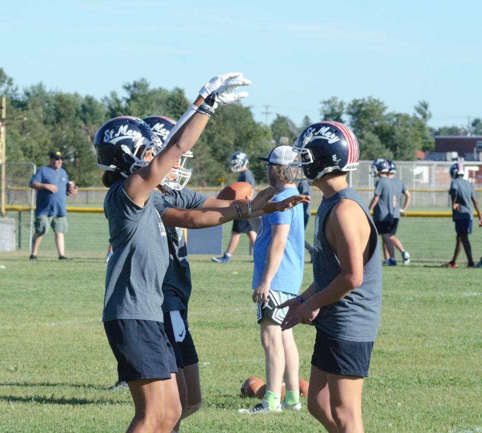 Gaylord St. Mary's players having fun during practice on Tuesday, August 9.