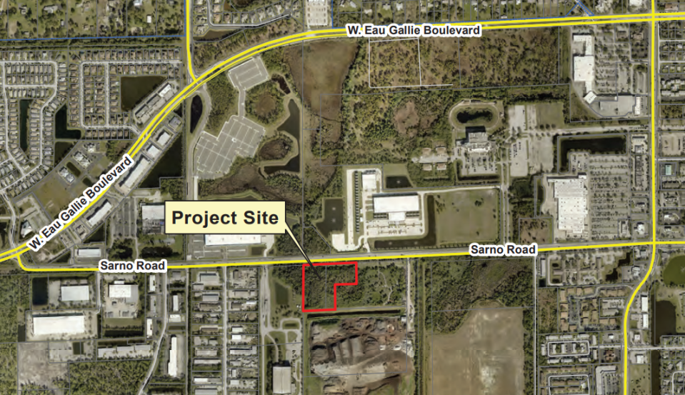 This map shows the 5-acre Sarno Road site where Daily Bread officials hope to construct an affordable housing complex.