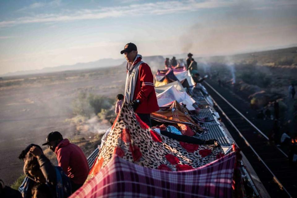 Migrantes buscan llegar a Estados Unidos en tren