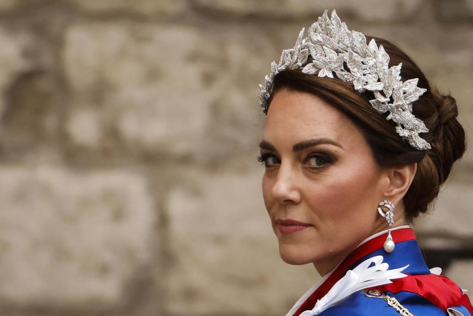 topshot britains catherine, princess of wales arrives at westminster abbey in central london on may 6, 2023, ahead of the coronations of britains king charles iii and britains camilla, queen consort the set piece coronation is the first in britain in 70 years, and only the second in history to be televised charles will be the 40th reigning monarch to be crowned at the central london church since king william i in 1066 outside the uk, he is also king of 14 other commonwealth countries, including australia, canada and new zealand camilla, his second wife, will be crowned queen alongside him, and be known as queen camilla after the ceremony photo by odd andersen afp photo by odd andersenafp via getty images