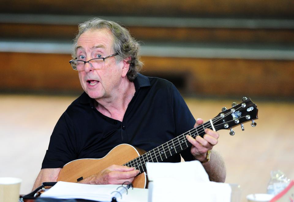 Eric Idle seen on the first day of rehearsals in London, for their new show Monty Python Live (mostly) which is on at the O2 Arena in London on July 1-5, 15, 16, 18-20.