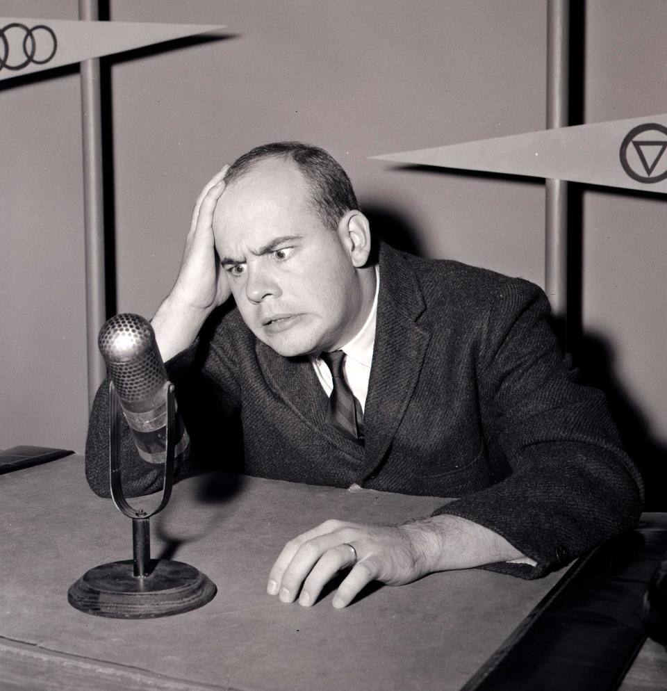 Before making his mark in Hollywood, Ohio native Tim Conway studied TV and radio at Bowling State University and enlisted in the Army, where his goofiness already shone through. After his military service, he worked at a local station in Cleveland. “I had no professional training. I had a sense of humor and had been in front of a microphone,” Conway — here in 1961 — said of his show business beginnings on an episode of <em><a rel="nofollow noopener" href="https://interviews.televisionacademy.com/interviews/tim-conway#about" target="_blank" data-ylk="slk:The Interviews: An Oral History of Television;elm:context_link;itc:0;sec:content-canvas" class="link ">The Interviews: An Oral History of Television</a> </em>in 2004.