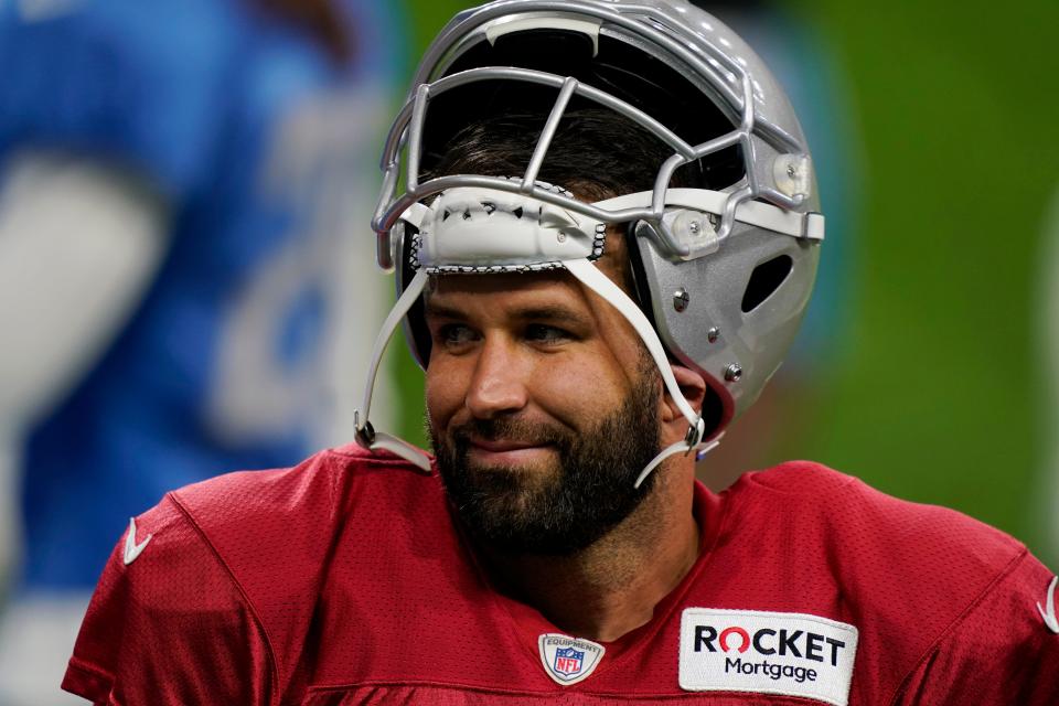 Detroit Lions quarterback Chase Daniel is seen during a break at practice Wednesday, Sept. 2, 2020 at Ford Field.