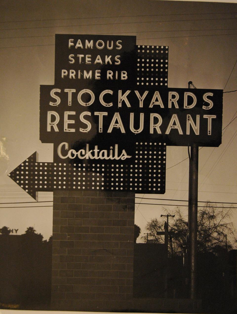 The original sign, circa 1950s, at The Stockyards.