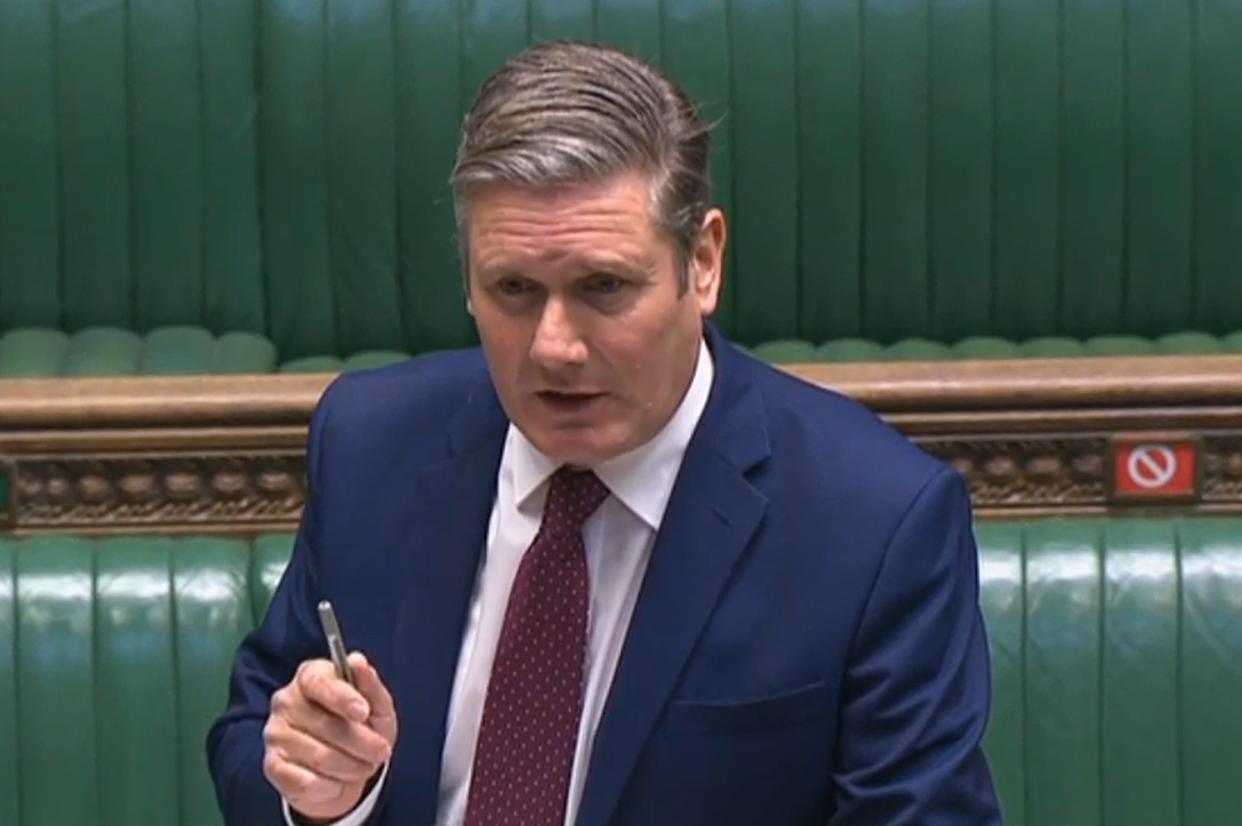 Keir Starmer, leader of the opposition Labour party speaking during Prime Minister's Questions: AFP via Getty Images