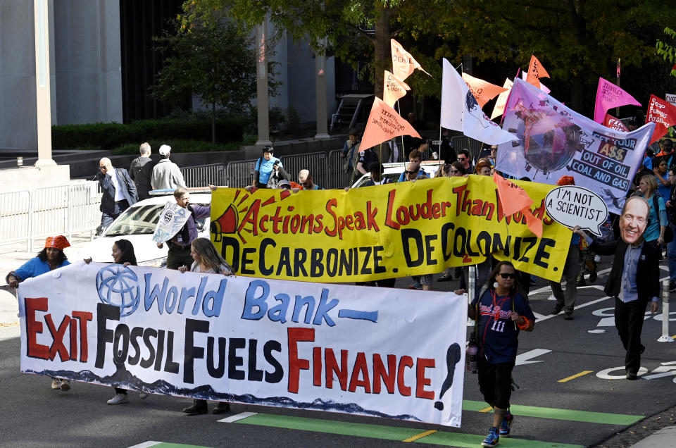 Climate activists protest outside World Bank headquarters