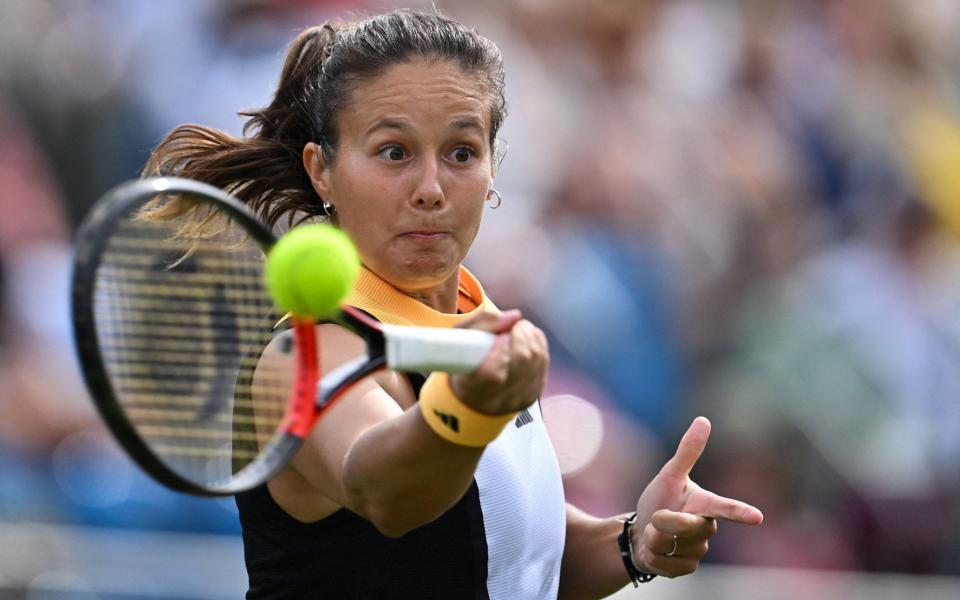 Kasatkina hits a forehand