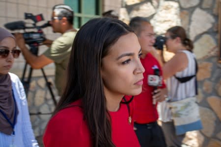 U.S. Rep. Alexandria Ocasio-Cortez leaves border patrol station during a tour of two facilities in El Paso