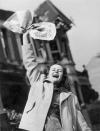 <p>Mrs. Pat Burgess of Palmers Green, North London striking a legendary "we won!" pose.</p>