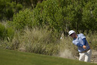 Charley Hoffman hits from the bunker on the second hole during a practice round at the PGA Championship golf tournament on the Ocean Course Tuesday, May 18, 2021, in Kiawah Island, S.C. (AP Photo/David J. Phillip)