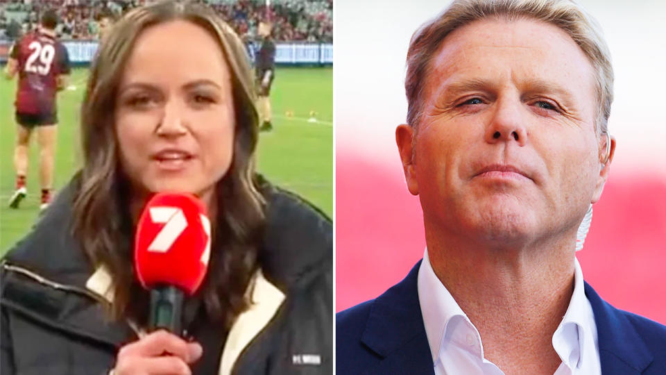 AFLW star and Channel Seven analyst Daisy Pearce has responded to recent comments from AFL icons Dermott Brereton and Rex Hunt. Ch7/Getty