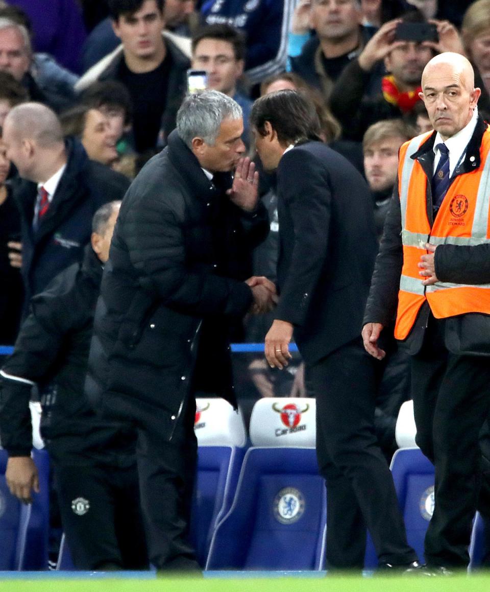 Mourinho had a word with Antonio Conte in 2016 (Nick Potts/PA) (PA Archive)