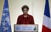 Brazil's President Dilma Rousseff delivers a speech during the opening session of the World Climate Change Conference 2015 (COP21) at Le Bourget, near Paris, France, November 30, 2015. REUTERS/Christian Hartmann