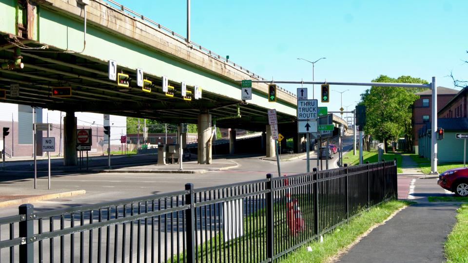Syracuse's I-81 viaduct is a 1.4-mile elevated stretch that cuts the city in half. On one side is the Pioneer Homes housing project; on the other side is Upstate Medical University.