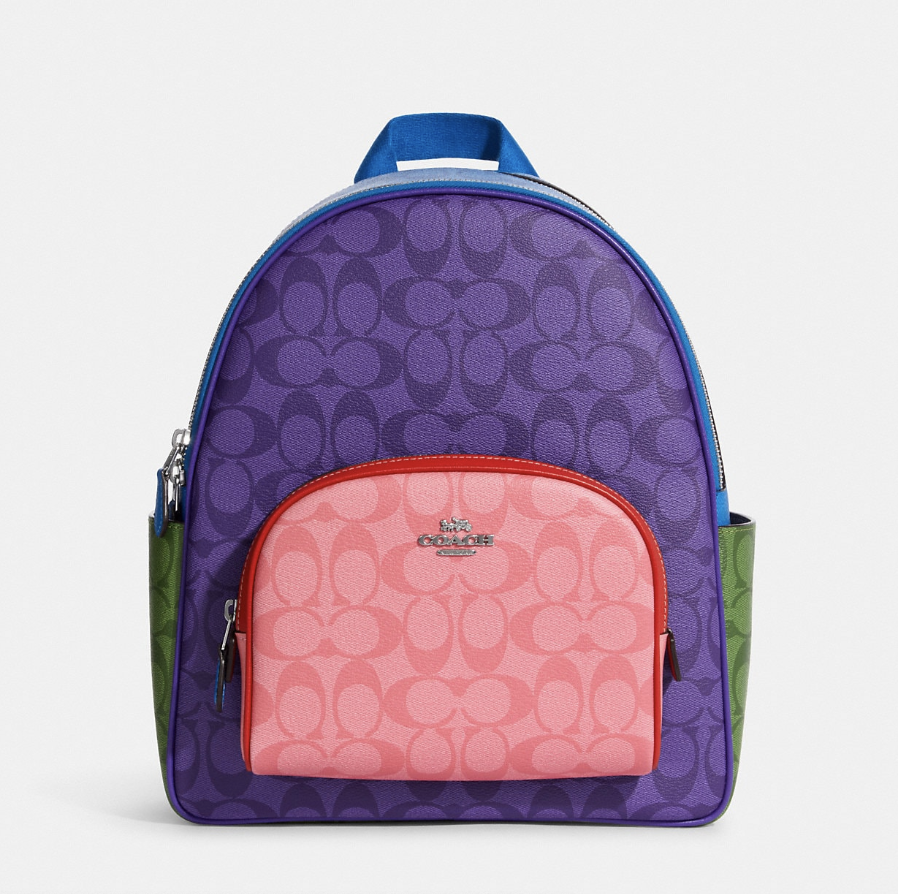 Court Backpack In Blocked Signature Canvas (Photo via Coach Outlet)