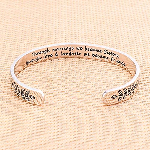 Gifts For Sister In Law For Wedding - Through Marriage We Became Sisters Through Love And Laughter We Became Friends Bracelet Bday Christmas Wedding Gifts for Sister in Law from Sister In Law (Amazon / Amazon)