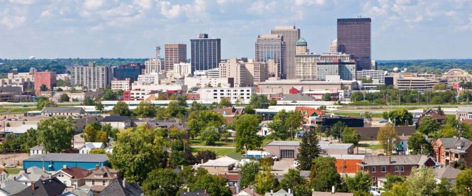 Skyline of Dayton, Ohio and Surrounding Neighborhoods