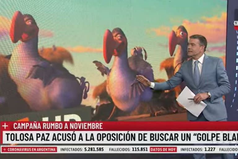 Pablo Rossi comparó al Frente de Todos con los dodos, unos pájaros que aparecen en La era del hielo y que "se extinguieron por su torpeza"