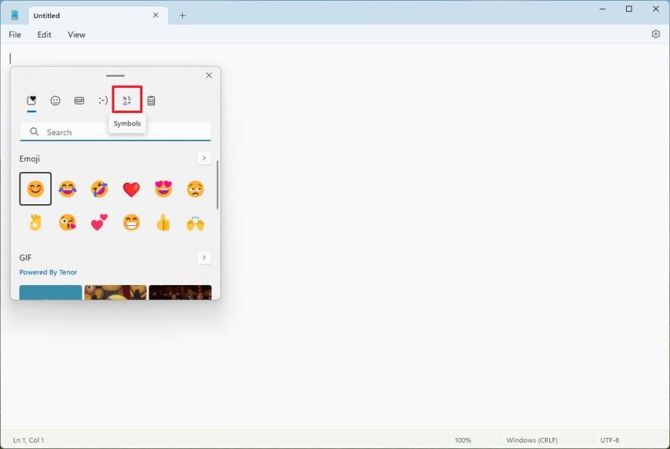 Windows 11 emoji panel