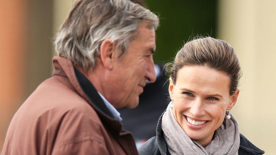 Pictured here, Francesca Cumani and her legendary trainer father Luca.