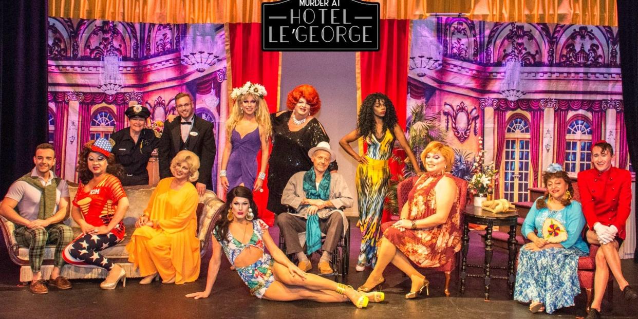 Cast photo from "Murder at Hotel Le'George," performed by Friends of George's drag-centric cast in Memphis, TN.