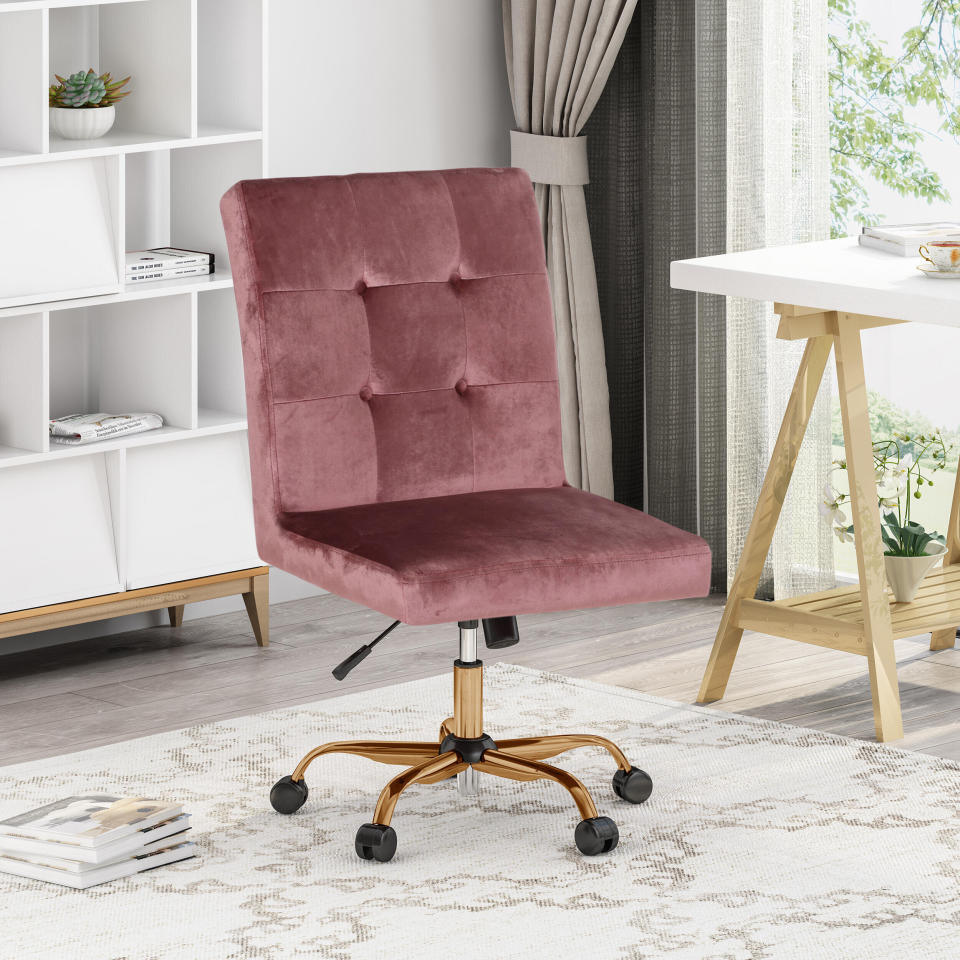 You'll definitely feel more productive in this tufted office chair. It features a swivel and adjustable lever that are practical, too. And, of course, we're loving (<i>blushing</i> over?) this shade. <a href="https://fave.co/3lsJW86" target="_blank" rel="noopener noreferrer">Originally $195, get it now for $166 at The Home Depot</a>.