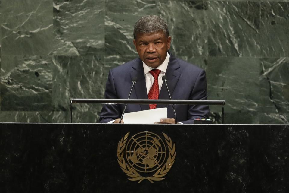 Angola's President Joao Manuel Goncalves Lourenco addresses the 74th session of the United Nations General Assembly, Tuesday, Sept. 24, 2019, at the United Nations headquarters. (AP Photo/Frank Franklin II)