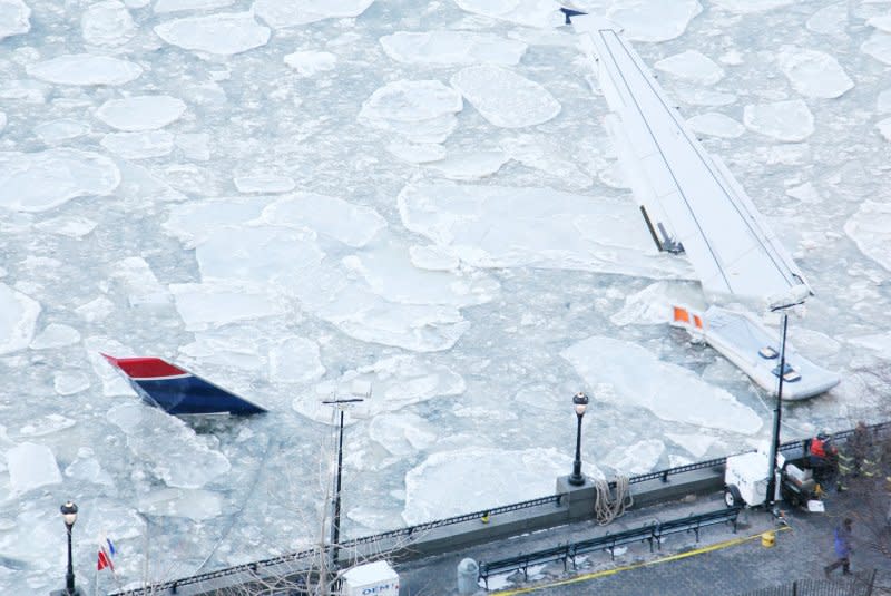 On January 15, 2009, all 155 people aboard US Airways Flight 1549 escaped serious injury when pilot Chesley Sullenberger gently landed his disabled aircraft in the Hudson River between New York and New Jersey. File Photo by Monika Graff/UPI