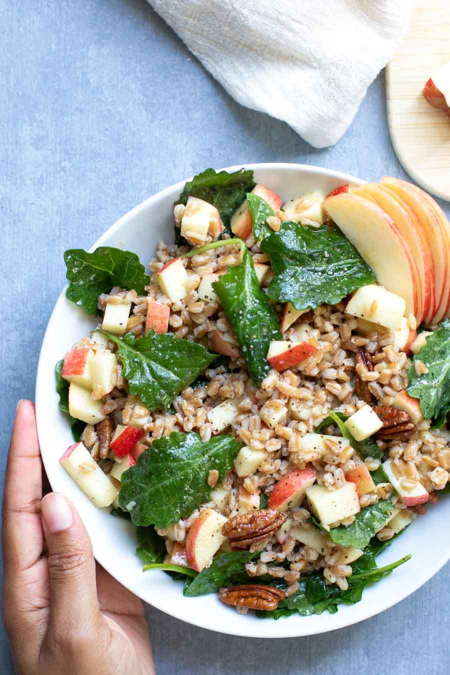 Apple Pecan Farro Salad with Apple Cider Vinaigrette