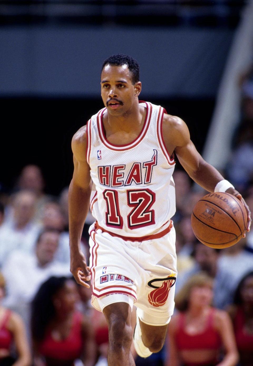 Miami Heat guard (12) Bimbo Coles during the 1992 season at the Miami Arena.