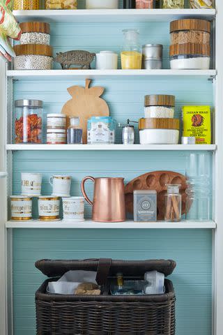 Organizing Open Shelves  Open kitchen shelves, Pantry shelving, Kitchen  organization diy