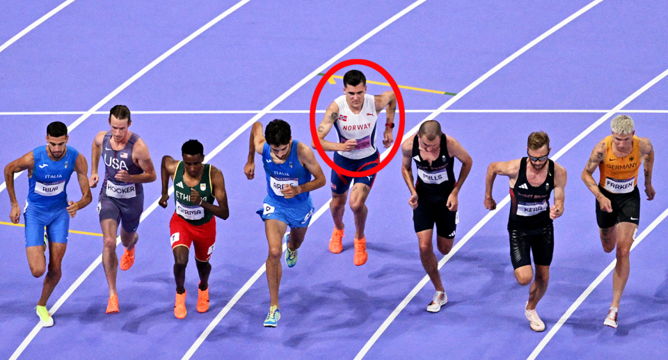 Seen here, Jakob Ingebrigtsen in the heats of the men's 1500m at the Olympic Games.