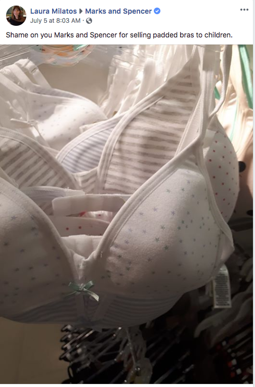 A mother has slammed a major retail chain after spotting padded bras on the racks, catered for girls as young as nine. Source: Instagram/Laura Milatos
