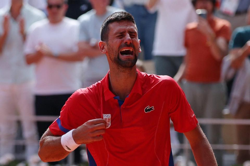 Djokovic was emotional after finally winning gold (REUTERS)