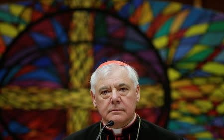 Newly elected cardinal Gerhard Ludwig Muller of Germany smiles as he holds a news conference to unveil his book "Poor for the Poor: The Mission of the Church", with the preface written by Pope Francis, in downtown Rome, Italy February 25, 2014. REUTERS/Max Rossi/Files