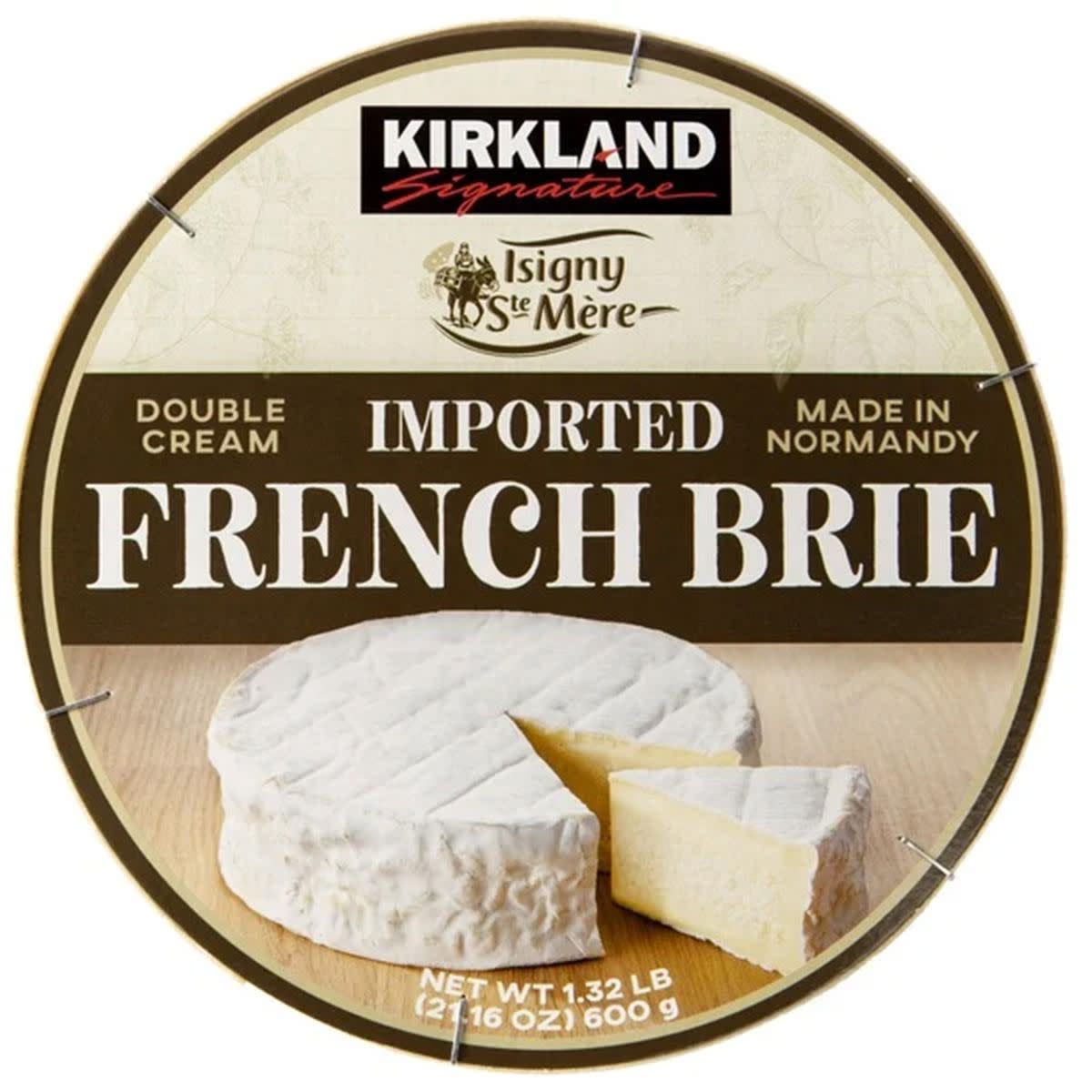 A package of Kirkland Signature French Brie against a white background